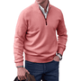 Herren Strickpullover mit Reißverschluss und Stehkragen-Rosa-M-Luzern Mode