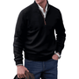 Herren Strickpullover mit Reißverschluss und Stehkragen-Schwarz-M-Luzern Mode