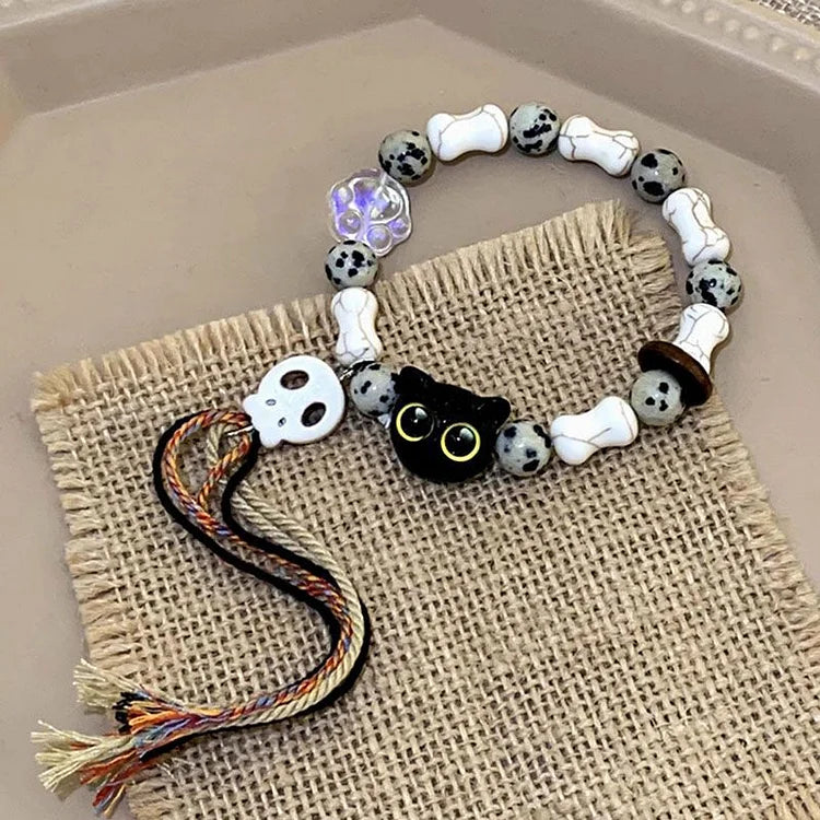 Charm-Armband | Langlebig Boho Katzen Totenkopf Stilvoll Einzigartig Trendig-Totenkopf + Katzen-Luzern Mode