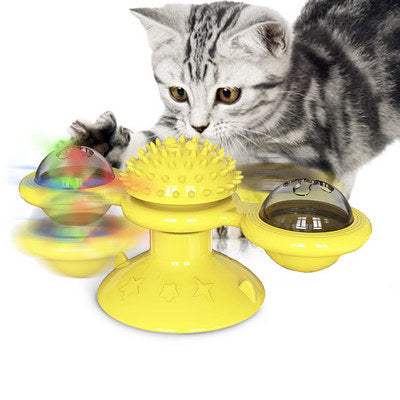 Katzen Spielstation | Nachhaltig Drehend Interaktiv Kratzen Beißen-Gelb-Luzern Mode