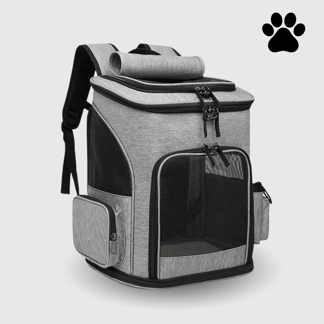 Reisetasche für Katzen | Belüftet | Robust | Sichtfenster | Aufbewahrungsfächer-Grau-Luzern Mode