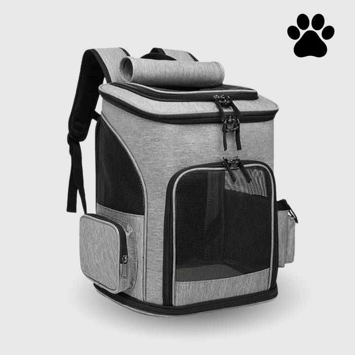 Reisetasche für Katzen | Belüftet | Robust | Sichtfenster | Aufbewahrungsfächer-Grau-Luzern Mode