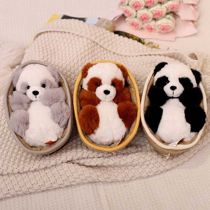 Plüsch-Panda mit Korb zum Herausnehmen – weich gefüllt & dekorativ – 20 cm