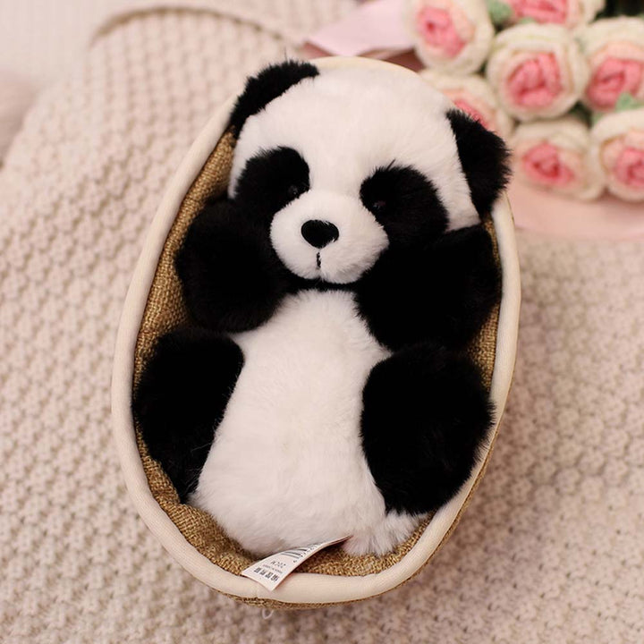 Plüsch-Panda mit Korb zum Herausnehmen – weich gefüllt & dekorativ – 20 cm