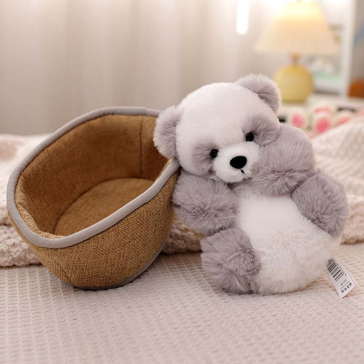Plüsch-Panda mit Korb zum Herausnehmen – weich gefüllt & dekorativ – 20 cm