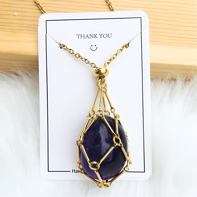 Kette mit Kristallanhänger | Silber Gold | Langlebig | Einzigartig | Stilvoll | Stabil-Gold-Amethyst-Luzern Mode