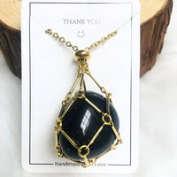 Kette mit Kristallanhänger | Silber Gold | Langlebig | Einzigartig | Stilvoll | Stabil-Gold-Schwarzer Onyx-Luzern Mode