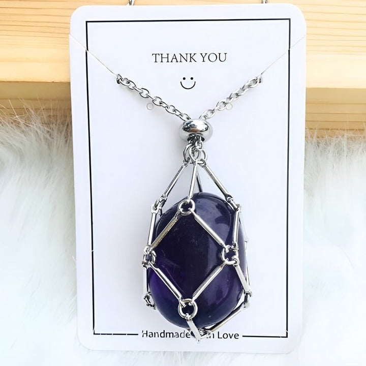 Kette mit Kristallanhänger | Silber Gold | Langlebig | Einzigartig | Stilvoll | Stabil-Zilvber-Amethyst-Luzern Mode