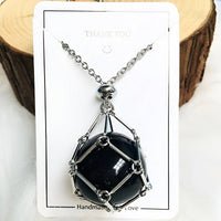 Kette mit Kristallanhänger | Silber Gold | Langlebig | Einzigartig | Stilvoll | Stabil-Zilvber-Schwarzer Onyx-Luzern Mode