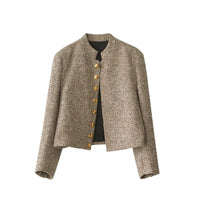Herren Tweed Jacke mit Stehkragen und Knopfleiste-Luzern Mode
