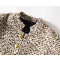 Herren Tweed Jacke mit Stehkragen und Knopfleiste-Luzern Mode