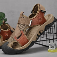Ledersandalen Herren Khaki | Römischer Schnitt | offen | Echtleder | atmungsaktiv-Luzern Mode