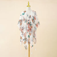 Kimono-Überwurf mit Blumenmuster und Fransen – Liora