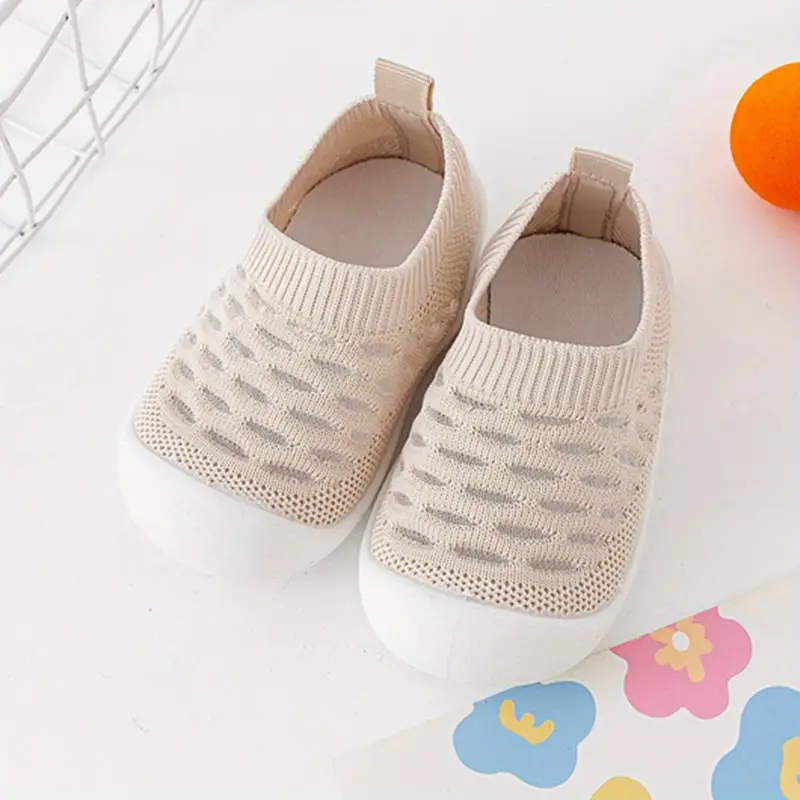 Rutschfeste Baby Hausschuhe - Atmungsaktive Strickschuhe-Khaki-18-19-Luzern Mode