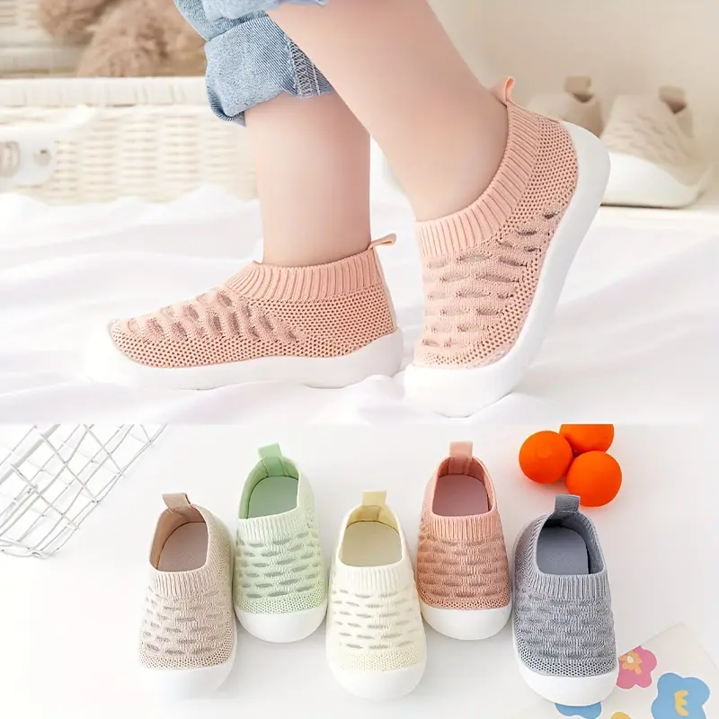 Rutschfeste Baby Hausschuhe - Atmungsaktive Strickschuhe-Rosa-18-19-Luzern Mode