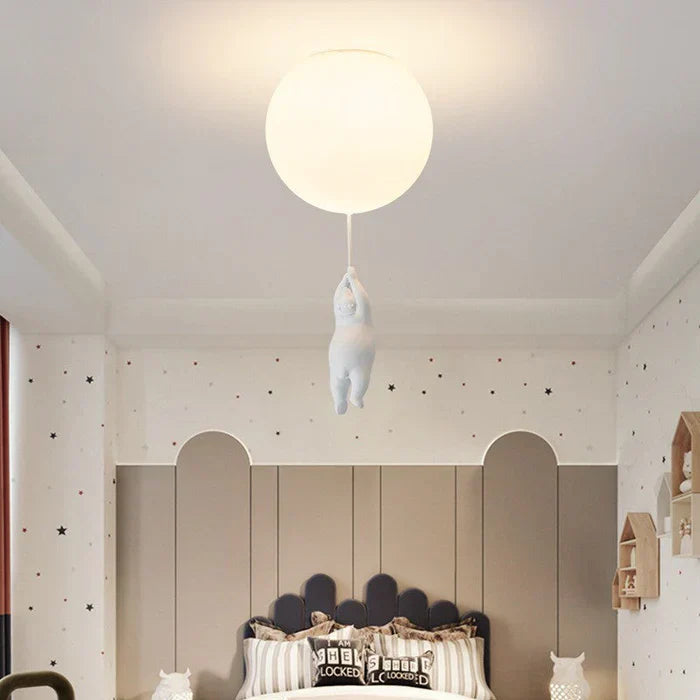 Kinderzimmer Pendelleuchte | Bär Ballon Niedlich LED Langlebig Stimmungsvolles Licht-Luzern Mode