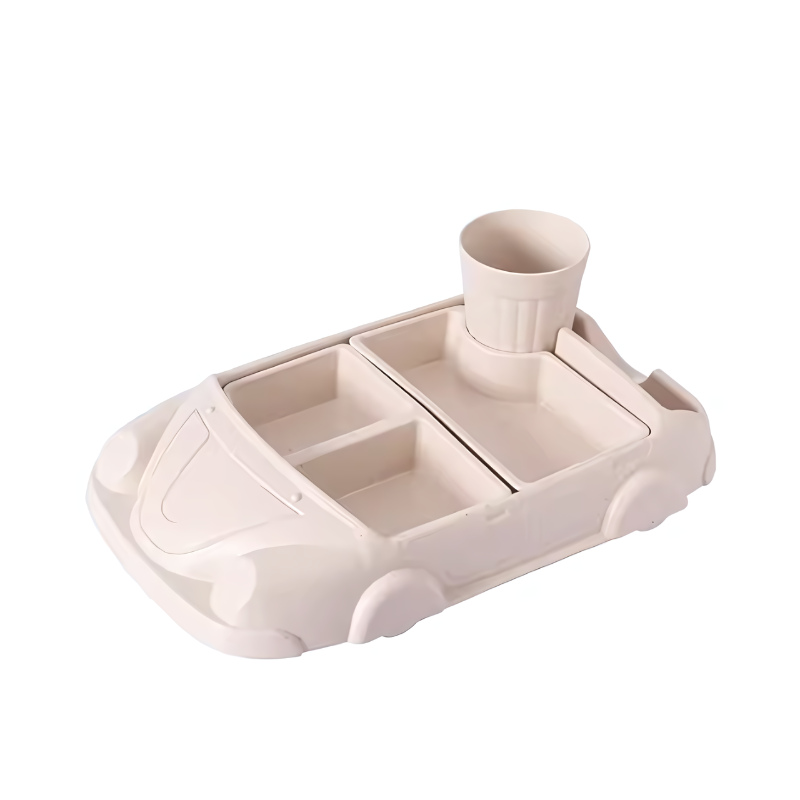 Kinder Essgeschirr | Fahrzeuge | Teller | Fächer | Becher | Besteck | Spaß | Vielseitig-Auto 1-Beige-Luzern Mode