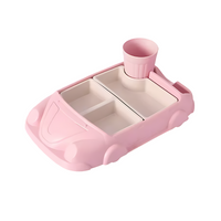 Kinder Essgeschirr | Fahrzeuge | Teller | Fächer | Becher | Besteck | Spaß | Vielseitig-Auto 1-Rosa-Luzern Mode