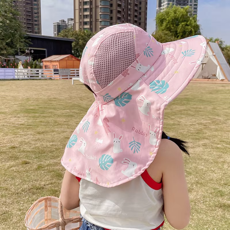 Mädchen Sonnenhut mit Nackenschutz für Sommerausflüge-Luzern Mode