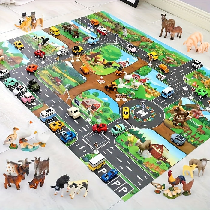 Kinder-Spielteppich | Verkehr | Bauernhof | Groß | Interaktiv | Weich-Luzern Mode