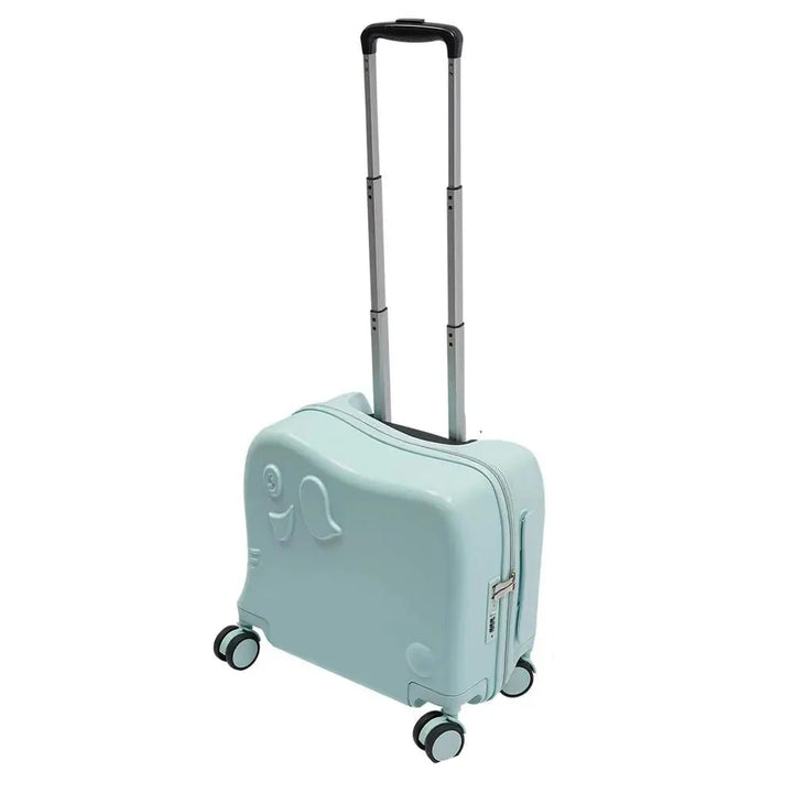 Kinderkoffer | Elefant | Ohne Schloss | 4 Universalrollen | Robust-Hellblau-Luzern Mode