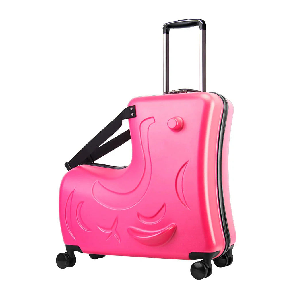 Kinderreitkoffer | Hartschale | Zahlenschloss | Pony-Inspiriert-Dunkelrosa-S (30 L)-Luzern Mode