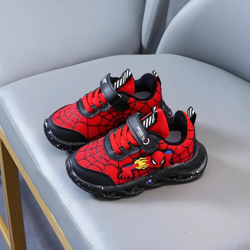 Kindersneakers | LED | Spiderman | Klettverschluss | Niedrig | Gummisohle-Luzern Mode