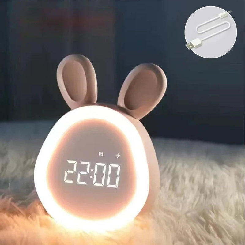 Kinderwecker mit Nachtlicht | Hasenform | LED | Dimmbar | Sicher-Rosa-Luzern Mode