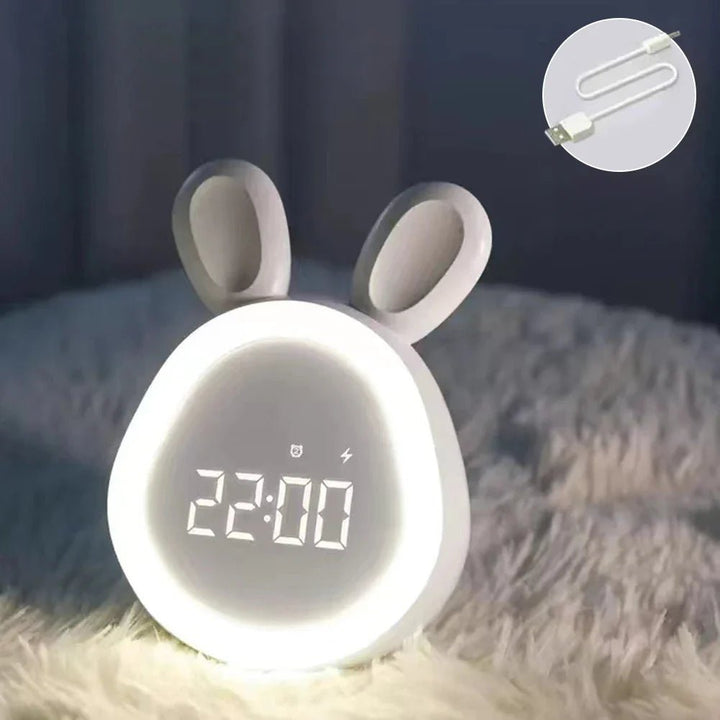 Kinderwecker mit Nachtlicht | Hasenform | LED | Dimmbar | Sicher-Weiß-Luzern Mode