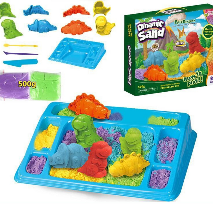 Kinetischer Sand Spielset | Sauber Interaktiv Kreativ Sicher-Dinosaurier-Luzern Mode