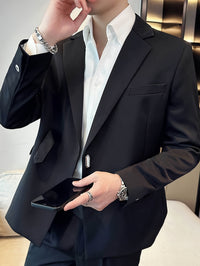 Herren Anzug Slim Fit Business Sakko mit Gürtelverschluss-Luzern Mode