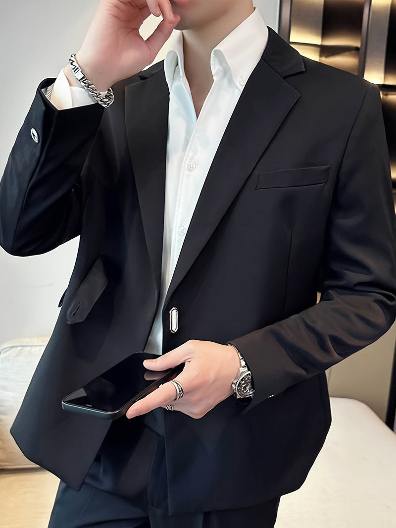 Herren Anzug Slim Fit Business Sakko mit Gürtelverschluss-Luzern Mode