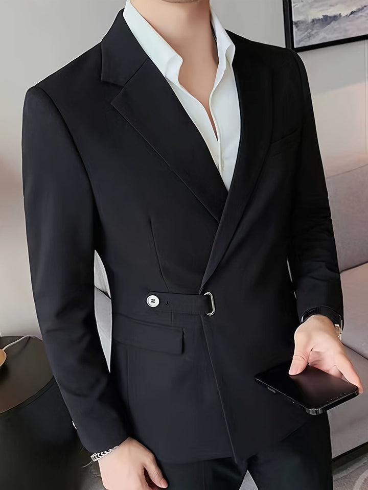 Herren Anzug Slim Fit Business Sakko mit Gürtelverschluss-Luzern Mode