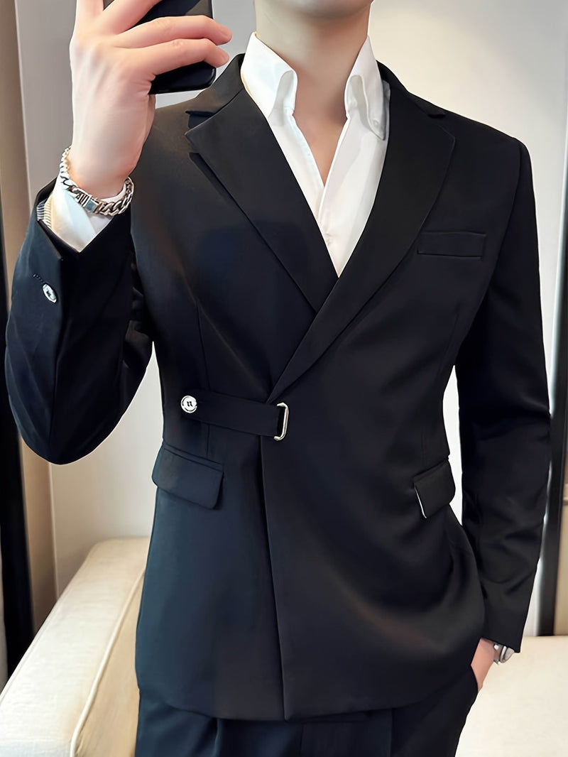 Herren Anzug Slim Fit Business Sakko mit Gürtelverschluss-S-Luzern Mode