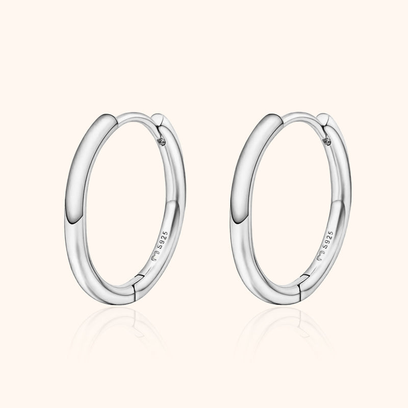 Creolen | Ohrringe Rund Stilvoll Sterling-Silber Langlebig Klassisch-12 mm-Silber-Luzern Mode