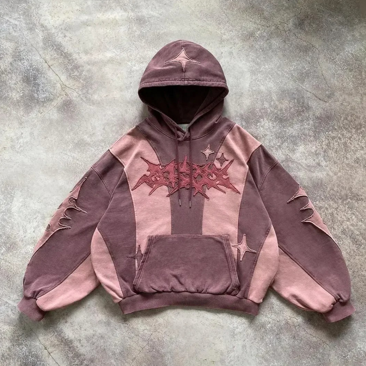 Unisex Hoodie mit Abstraktem Design und Kapuze-Rosa-XS-Luzern Mode