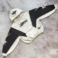 Unisex Hoodie mit Abstraktem Design und Kapuze-Schwarz Weiß-XS-Luzern Mode