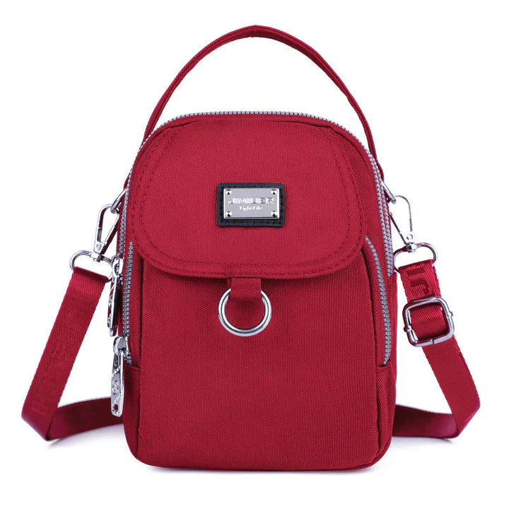 Damen Rucksack | Kompakt | Verstellbar | Leder | Reißverschluss | Leicht-Rot-Luzern Mode