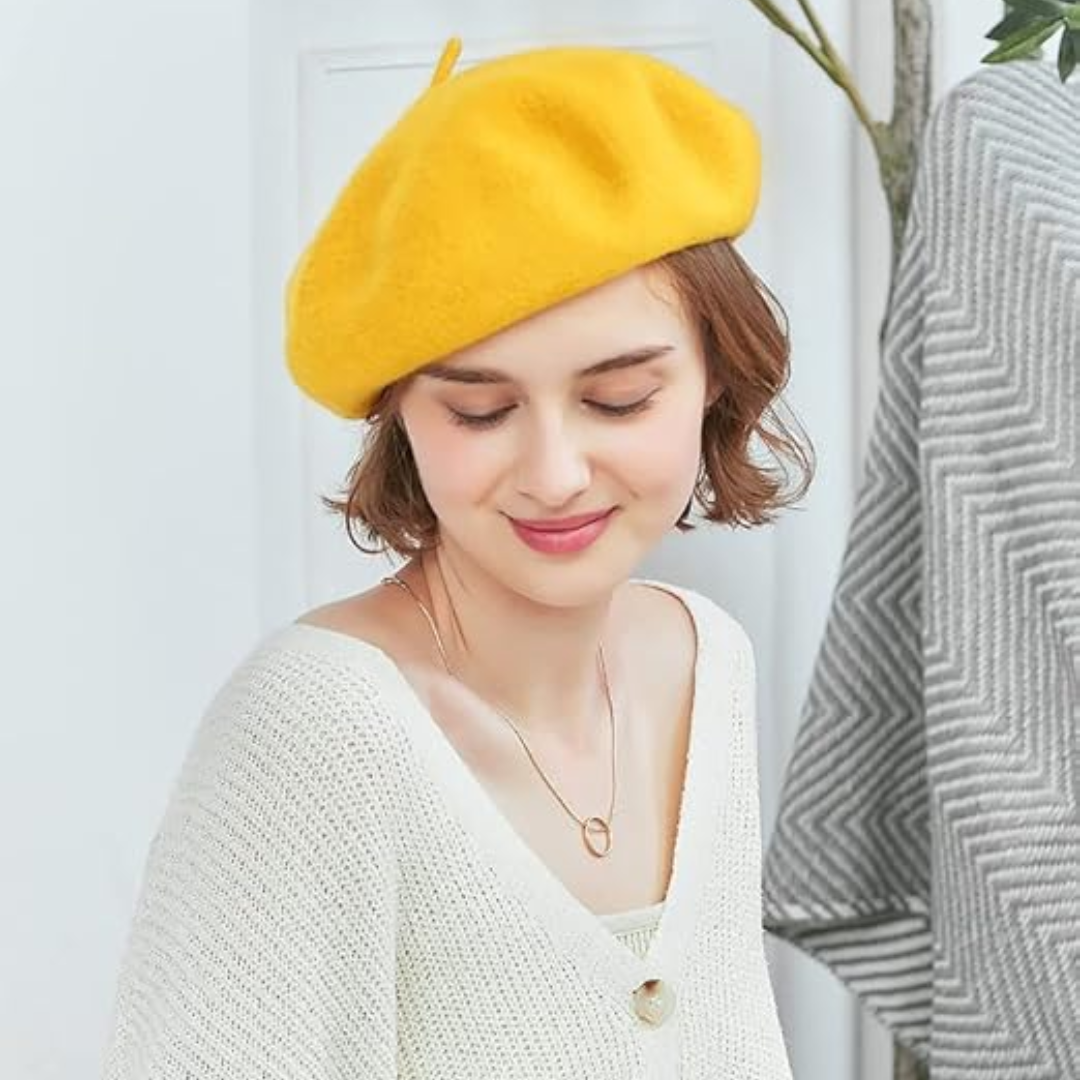 Herren Filzhut Fedora mit breiter Krempe, Größe 20-22,8"-Gelb-Luzern Mode
