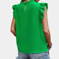 Damen Sommer Faltentop mit Rüschenärmeln - Elegant-Luzern Mode