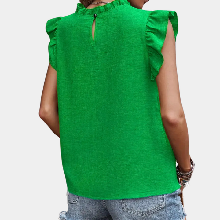 Damen Sommer Faltentop mit Rüschenärmeln - Elegant-Luzern Mode