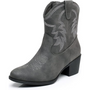Westernstiefel Damen mit Stickerei und Blockabsatz-Grau-35.5-Luzern Mode
