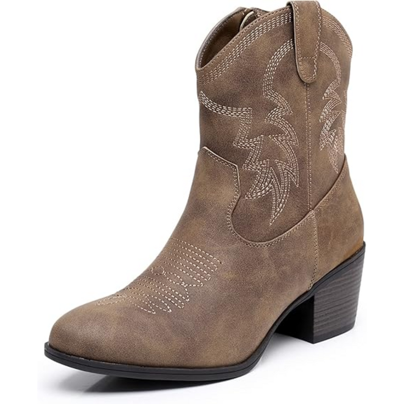 Westernstiefel Damen mit Stickerei und Blockabsatz-Kamel-35.5-Luzern Mode