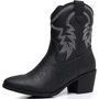 Westernstiefel Damen mit Stickerei und Blockabsatz-Schwarz 1-35.5-Luzern Mode