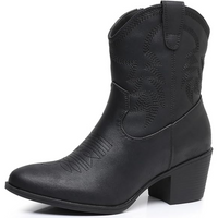 Westernstiefel Damen mit Stickerei und Blockabsatz-Schwarz-35.5-Luzern Mode