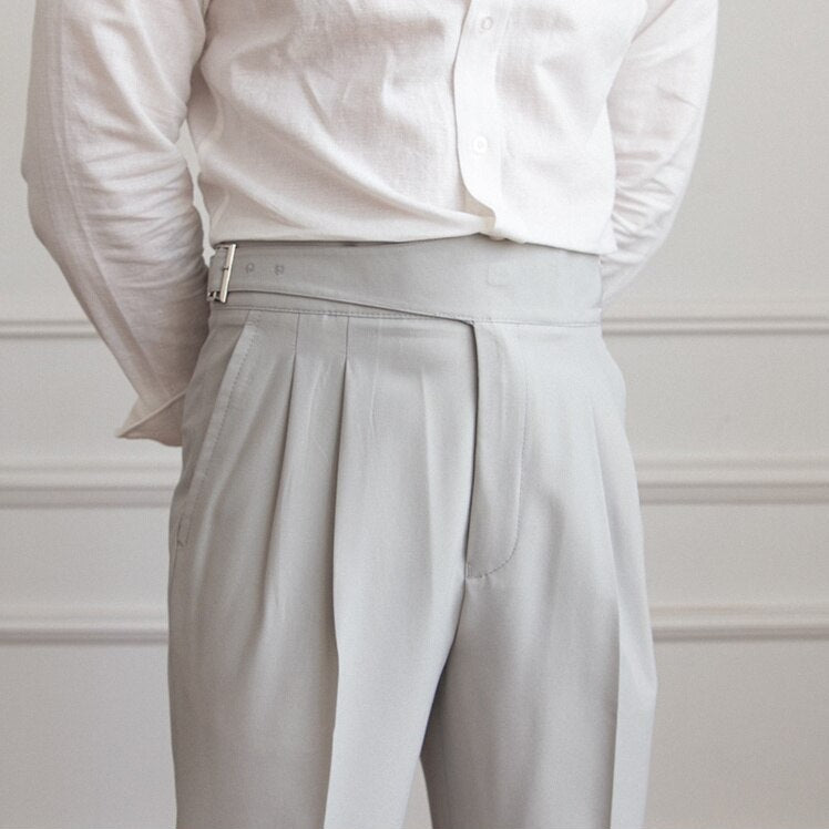 Herren Anzughose Slim Fit - Elegante Businessmode-Hellgrau-XS-Luzern Mode