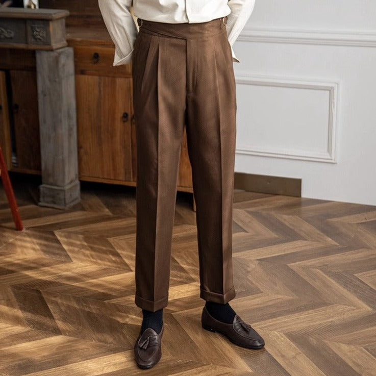 Herren Anzughose Slim Fit - Elegante Businessmode-Khaki-XS-Luzern Mode
