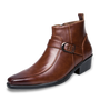 Herren Stiefeletten mit Schnalle - Elegante Lederstiefel-Braun-39-Luzern Mode