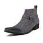 Herren Stiefeletten mit Schnalle - Elegante Lederstiefel-Grau-39-Luzern Mode