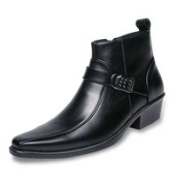 Herren Stiefeletten mit Schnalle - Elegante Lederstiefel-Schwarz-39-Luzern Mode